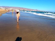 Preview 6 of Public nudity walking naked on the beach Amateur MiaAmahl