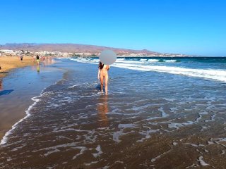 Public Nudity_Walking Naked on the Beach Amateur MiaAmahl