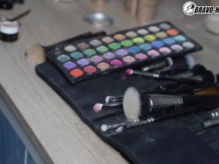 Adelle Unicorn - Rainbow unicorn cosplay 3DVR content shoot - makeup backst