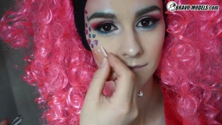 Adelle Unicorn - Rainbow unicorn cosplay 3DVR content shoot - makeup backst