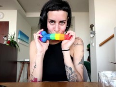 (preview) Unboxing and testing Rainbow Dildo - Eli Skye