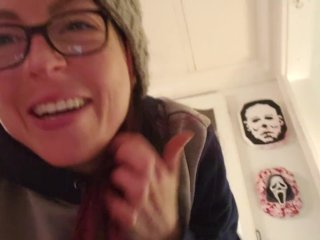 nerdy girl glasses, solo female, piss, piss fetish