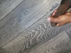 Edging my big black cock until i explode all over the floor, loud grunts