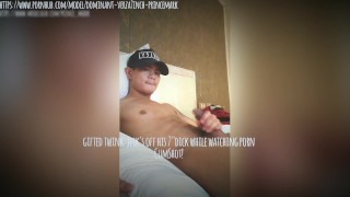 Gifted ASIAN twink jerk's off his 7inch dick while watching porn -CUMSHOT!!