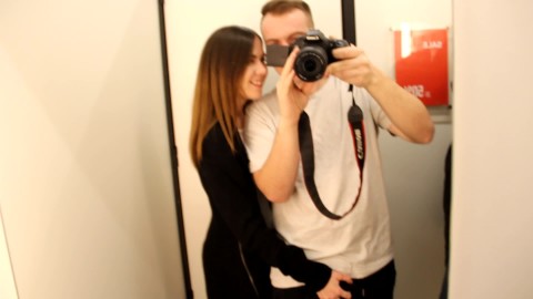 Relax, public sex in the fitting room and sweet blowjob, cumshot in mouth