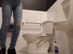 Playtime At The Urinal: Standing Piss Through My Fly Like A Man - Screenshot 1 of 16 - Petite