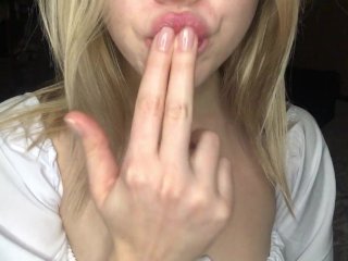 Just lips, fingers, braces and tits