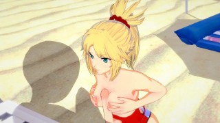 Fate/Grand Order — Mordred gets fucked on the beach(3D HENTAI)