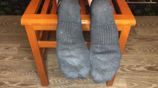 After Studying A Student Girl Wearing Black Nike Socks Displays Socks And A Foot Fetish