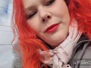 female orgasm, outdoor, red head, reality