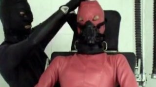 Gas Mask Gyno Clinic Chair Bondage Latex Rubber Lesbians Femdom Breath Play