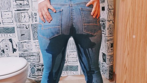 Desperate Jeans Wetting and a Little Pussy Play