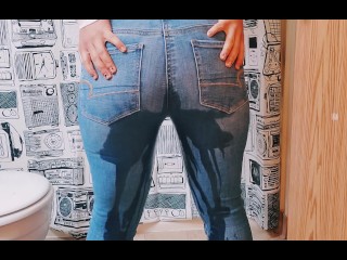 Desperate Jeans Wetting and a little Pussy Play