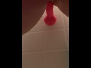 amateur, female orgasm, red head, dildo ride