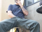 Preview 2 of Thick dick stud smokes and fucks Fleshlight outdoors huge cumshot