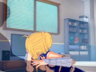 Fate/Grand Order — Artoria Pendragon (Lancer) makes you cum 3 times