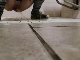 Slow MO Piss on the Floor from a Tiny Man's POV