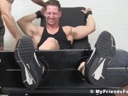 Preview 2 of Muscular hunk laughs while having his feet and toes tickled