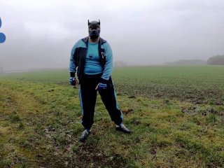 quick outdoor paw-off in german army tracksuit
