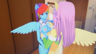 (3D Hentai)(My Little Pony) Rainbow Dash i Fluttershy lesbijki