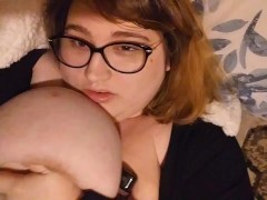 Huge tits BBW gets off with unicorn vior - high pitch moans