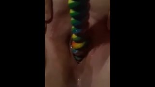 Sticking lollipop in my pussy 