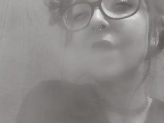 glasses smoking, alternative girl, smoking, tongue piercing