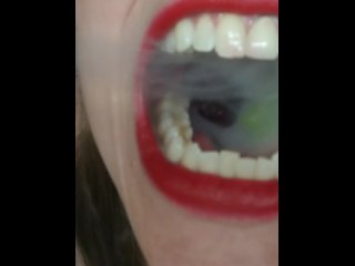 wolfradish, red lipstick, mouth fetish, mouth vore fetish