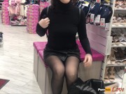 Preview 2 of Pussy Flashing in Public Shoe Store