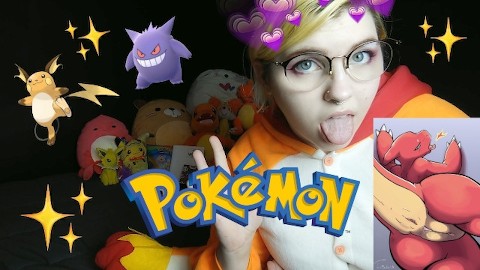 NERDY GIRL BABE SHOWS OFF POKEMON COLLECTION IN BRA + PANTIES + memes