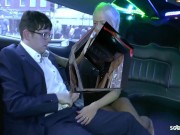 Preview 1 of German Teen Hooker Fuck old Ugly Rich Guy in Limo for Cash