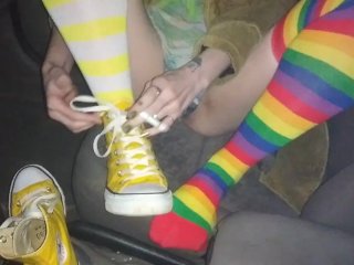Smelling My Tattooed Feet In My Car