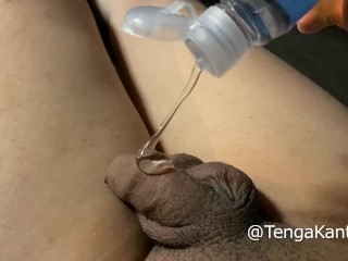 剃光未切割男性乳液粘手淫