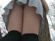 Preview 3 of Girl Tied to Tree Wets her Panties and Stockings