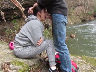 Fucking my Cute Face off Trail till he Cums in my Mouth