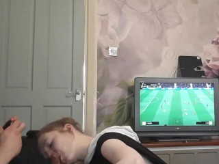 Distracting Daddy on FIFA; Sloppy Deepthroat Facefucking with Gagging