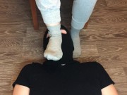 Preview 1 of sexy girl after gym in nike gray socks domination and gagging socks