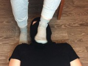 Preview 2 of sexy girl after gym in nike gray socks domination and gagging socks