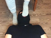 Preview 5 of sexy girl after gym in nike gray socks domination and gagging socks