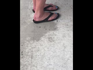 foot fetish, mature, candid feet, outside