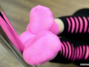 Preview 6 of Relaxing video with my pretty feet in pink cotton socks.