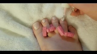 Millie's soft pink pedicure + lotion ♡