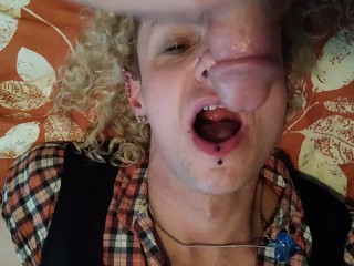 Slutty Canadian CD Takes a Huge Cumshot to the Face, YUMMY!