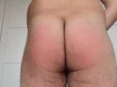 Italian Man selfspank with hand and cane