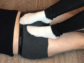 teen white socks socksjob underpants, socks footjob foot fetish feet