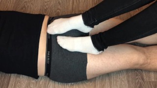 Teenage White Socks With A Footjob Socksjob Underpants And Foot Fetish