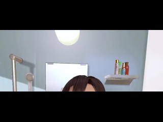 VR Kanojo Titfuck & Standing Missionary Hentai Sex Gameplay Bathroom POV