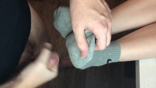Footjob Teen Socks After Gym Fuck Cum Teen Socks With Gray Nike Socks