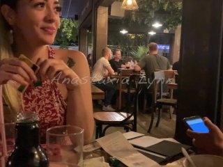 Two Friends Controlling My_Toy in Public Restaurant! Holding Moans!Anastasia Lynn