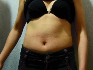 Sexy_Teen in Bra Receives Her_Extreme Belly Punch Navel Finger